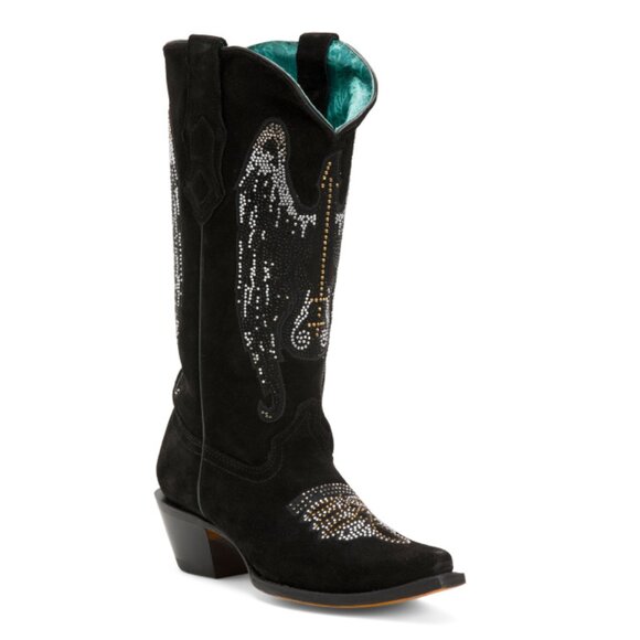 CORRAL BOOTS  Mexico Suede Winged Embroidery And Crystals Western Boots - Picture 1 of 2